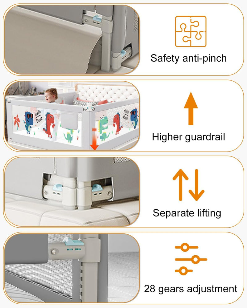 Baby Bettgitter Rausfallschutz Boxspringbett,Bettgitter 180 cm,Luftiges Netz, Kinderbett Kinderbetts