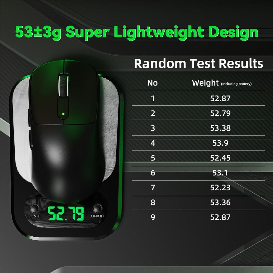 ATTACK SHARK V5 Kabellose Gaming Maus 53g, 20000 FPS, Optische Schalter, PAW3950MAX 42K DPI Sensor,