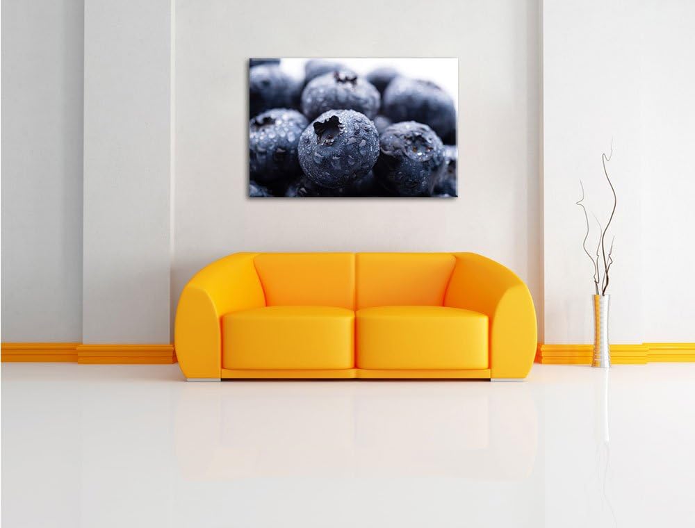 fruchtige Heidelbeeren Format: 100x70 auf Leinwand, XXL riesige Bilder fertig gerahmt mit Keilrahmen