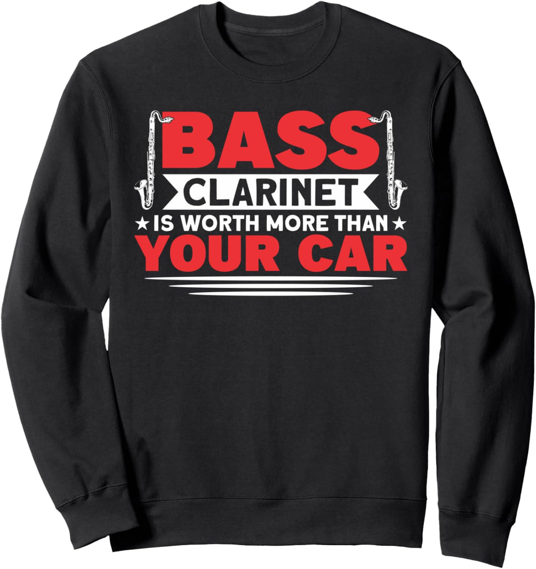 Bassklarinette Musininstrument Bass Spielen Klarinettist Sweatshirt