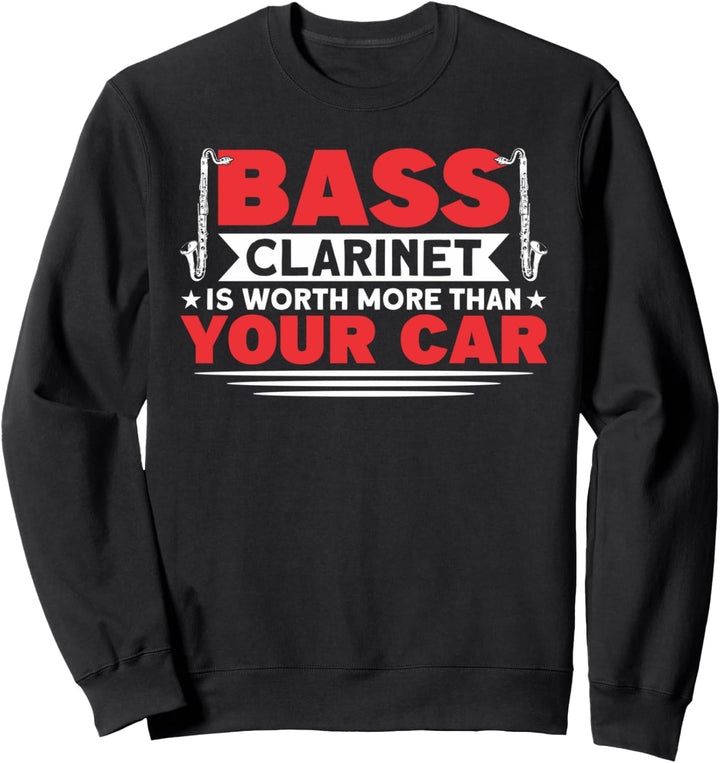 Bassklarinette Musininstrument Bass Spielen Klarinettist Sweatshirt