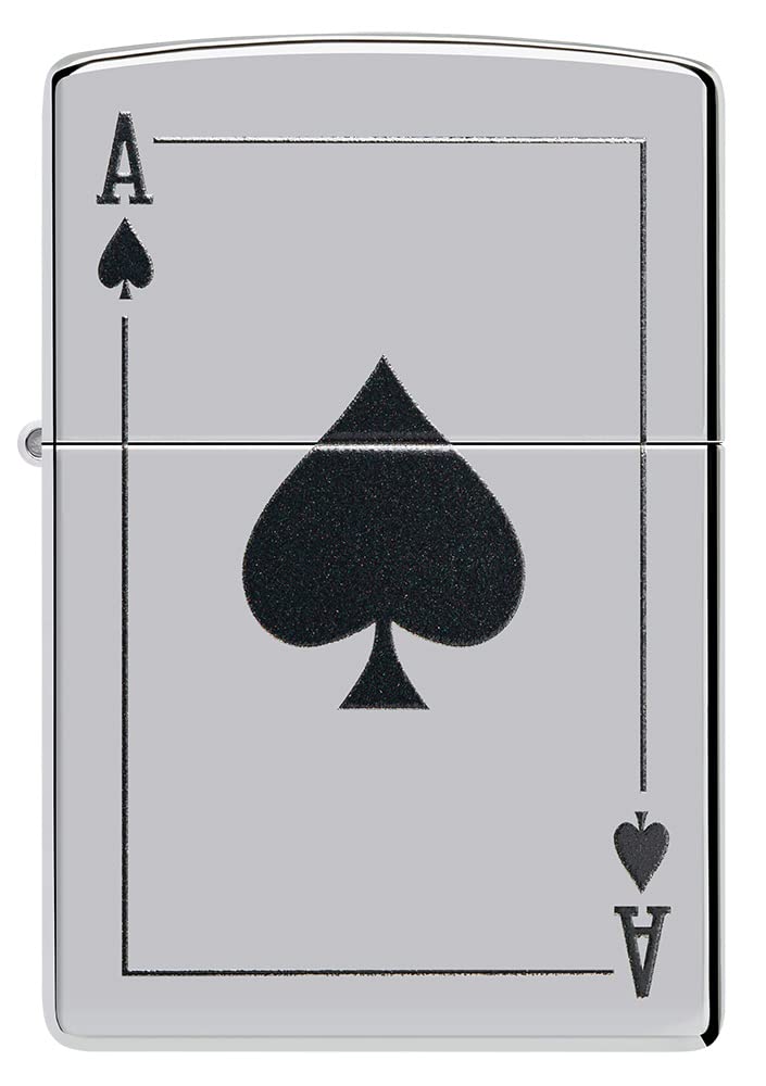 Zippo Sturmfeuerzeug - Modell Ace of Spade - High Polish Chrome Finish mit Color Image - Nachfüllbar