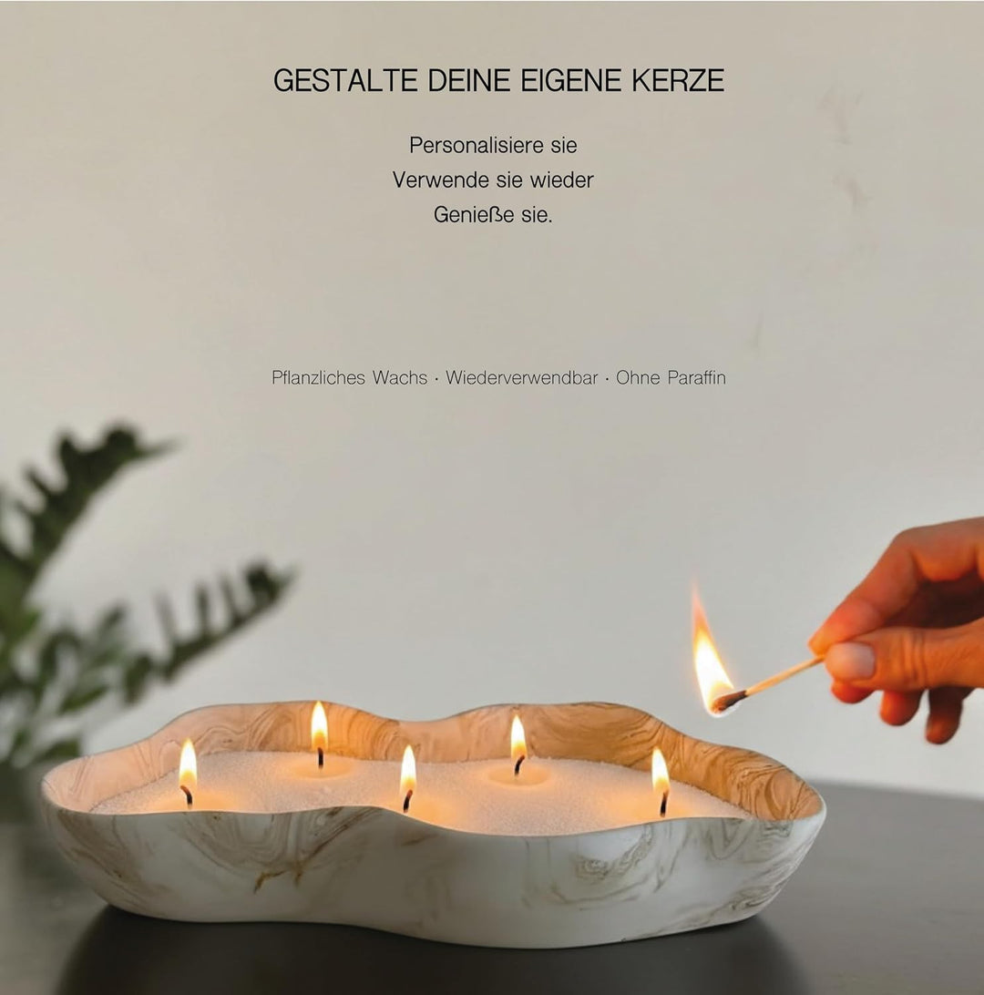 KLAYFUL Kerzensand mit Docht 400g Kerzenwachs Perlen aus pflanzlichem Wachs – Einfaches Candle Makin