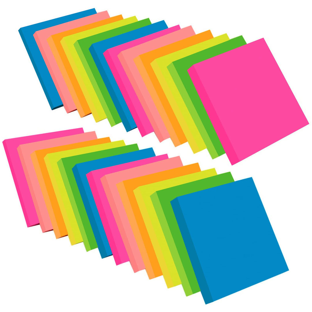 ZCZN Haftnotizen 24 Blöcke 76 x 76 mm Klebezettel, 100 Blatt/Block, Sticky Notes in 6 Neonfarben 6 N