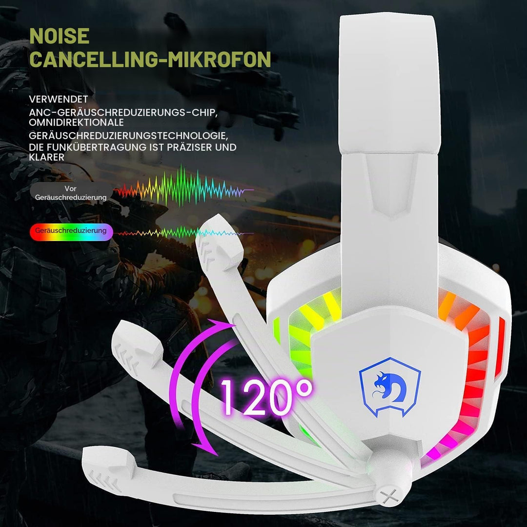 Gaming-Tastatur mit Kabel, 104 Tasten, 3D-Stereo-Gaming-Headset, Combo mit Multi-RGB-Hintergrundbele