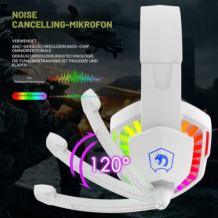 Gaming-Tastatur mit Kabel, 104 Tasten, 3D-Stereo-Gaming-Headset, Combo mit Multi-RGB-Hintergrundbele