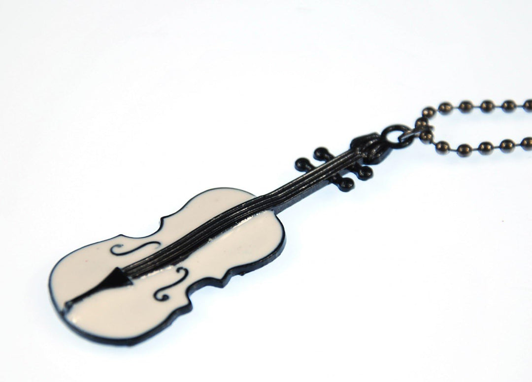 Miniblings Geigenkette Geige Kette Halskette 80cm Violine Musik Kugel Musiker weiss - Handmade Modes