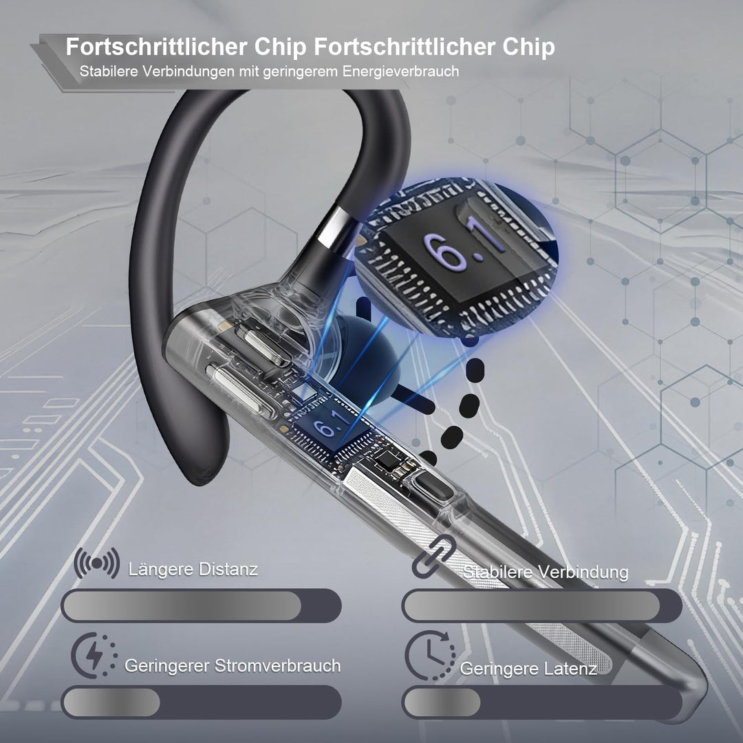 Headset Bluetooth 6.1 mit Dual Mikrofon 100 Std CVC8.0 Noise Cancelling In Ear Kopfhörer Kabellos Ko