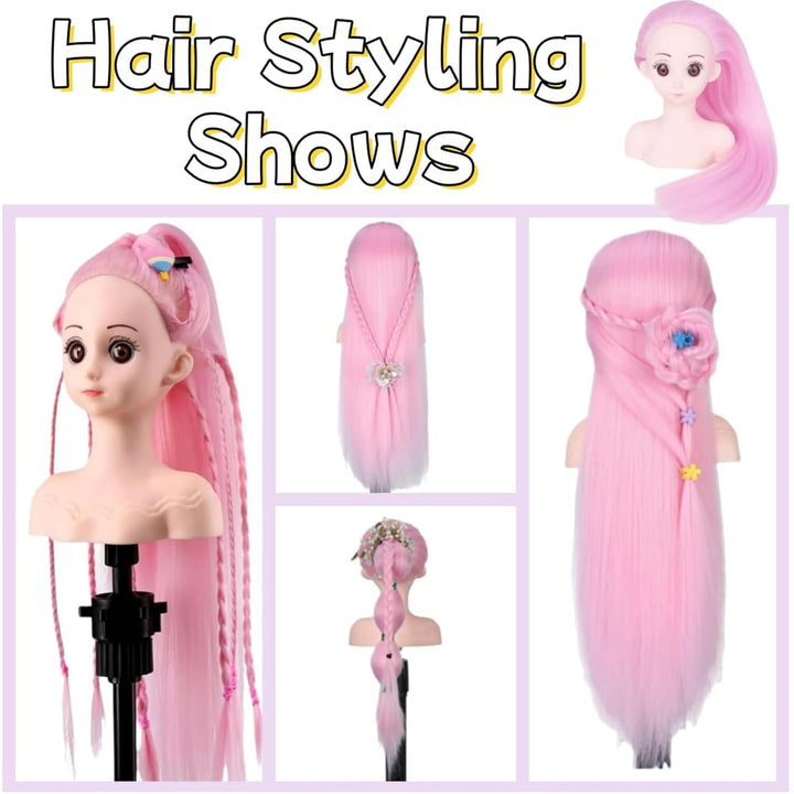 Mannequinkopf mit Haaren, 40,6 cm, Kosmetologie-Kopf zum Üben von Frisuren, Puppenkopf, Übungskopf f