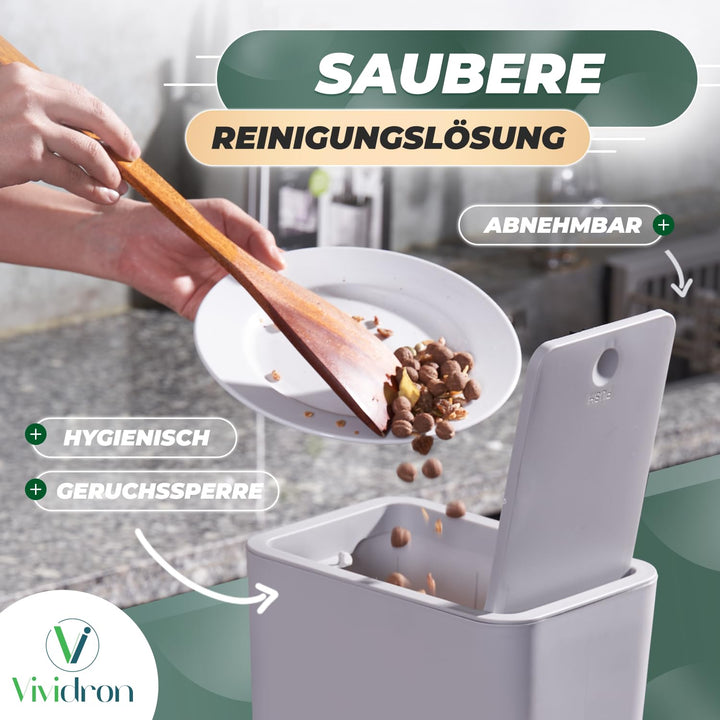 3er Pack 10L Kleiner Mülleimer mit Deckel, Badezimmer Abfalleimer mit Druckdeckel, Kleiner Mülleimer