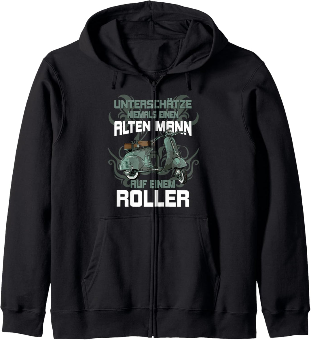 Unterschätze niemals einen alten Mann auf einem Roller Kapuzenjacke