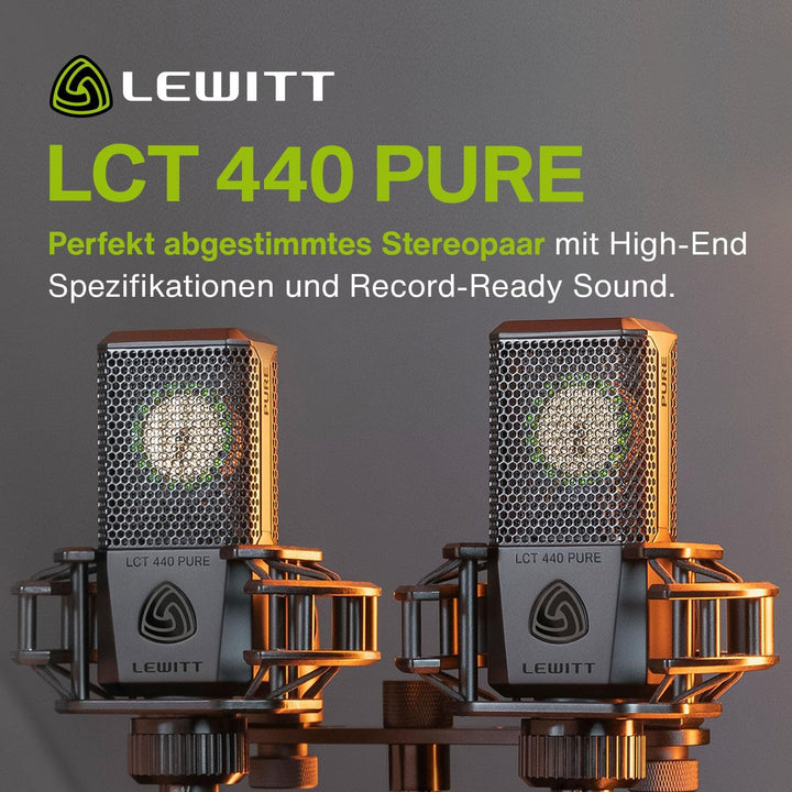 Lewitt LCT 440 Pure Stereopaar XLR Studio Kondensator Mikrofon für Stereo Recording, Drums, Gitarre,