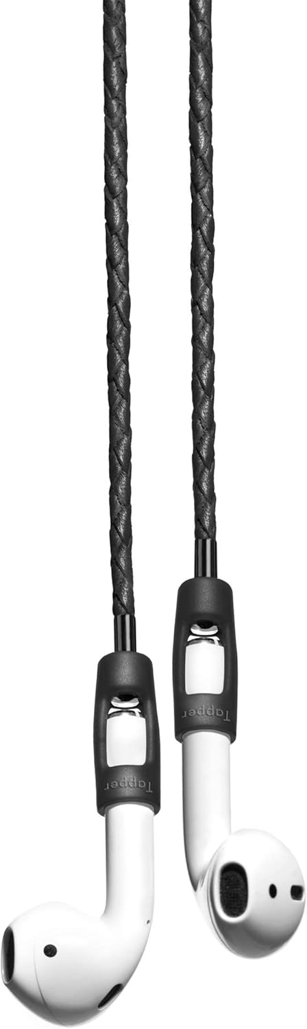 Tapper Schwarzes Lammleder/schwarzes Stahlband für AirPods & AirPods Pro Schwarz / schwarzer Stahl,
