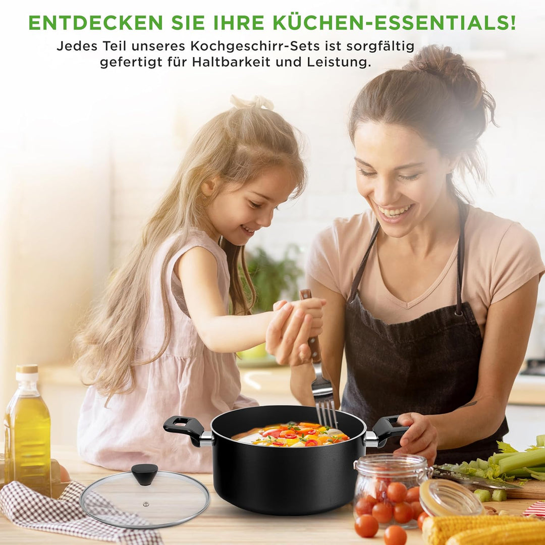 NutriChef Topf und Pfannenset, 13 Teilig- Kochgeschirr Set, Cookware Set- mit durchsichtigen Deckeln