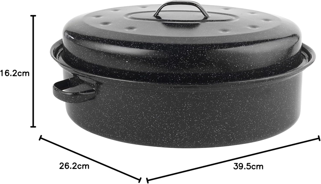Russell Hobbs BW07215EU Ø 38 cm Glaskörper-Emaille tiefer Bräter/brattopf mit Deckel, spülmaschinenf