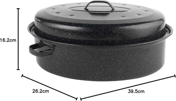 Russell Hobbs BW07215EU Ø 38 cm Glaskörper-Emaille tiefer Bräter/brattopf mit Deckel, spülmaschinenf