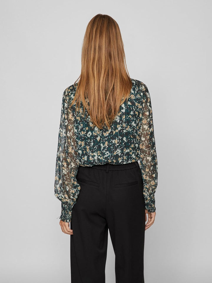 Vila Damen Vifalia ALA Ponderosa L/S Top/Lc Langarmbluse 36 Grün, 36 Grün