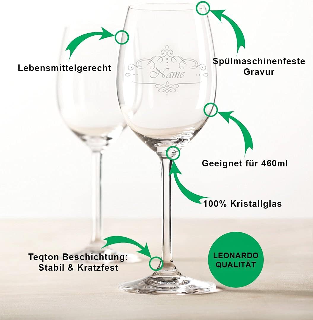Leonardo Weingläser mit Gravur im - Weihnachtsstern - Design als Set inkl. Holzkiste - Geschenk für