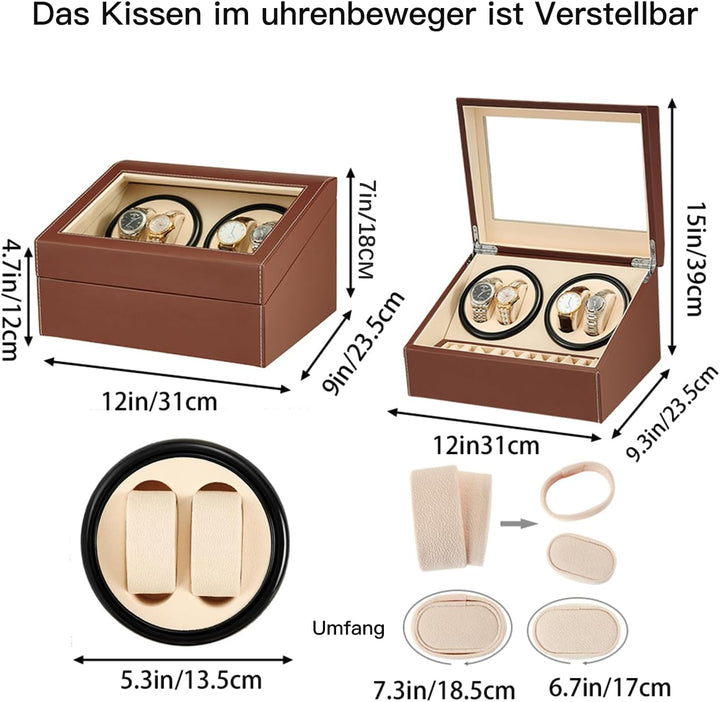 LINGFANSTORE Automatische Uhrenbeweger Box,luxuriöser Uhrenbeweger,Uhrengehäuse mit leisem Mabuchi M
