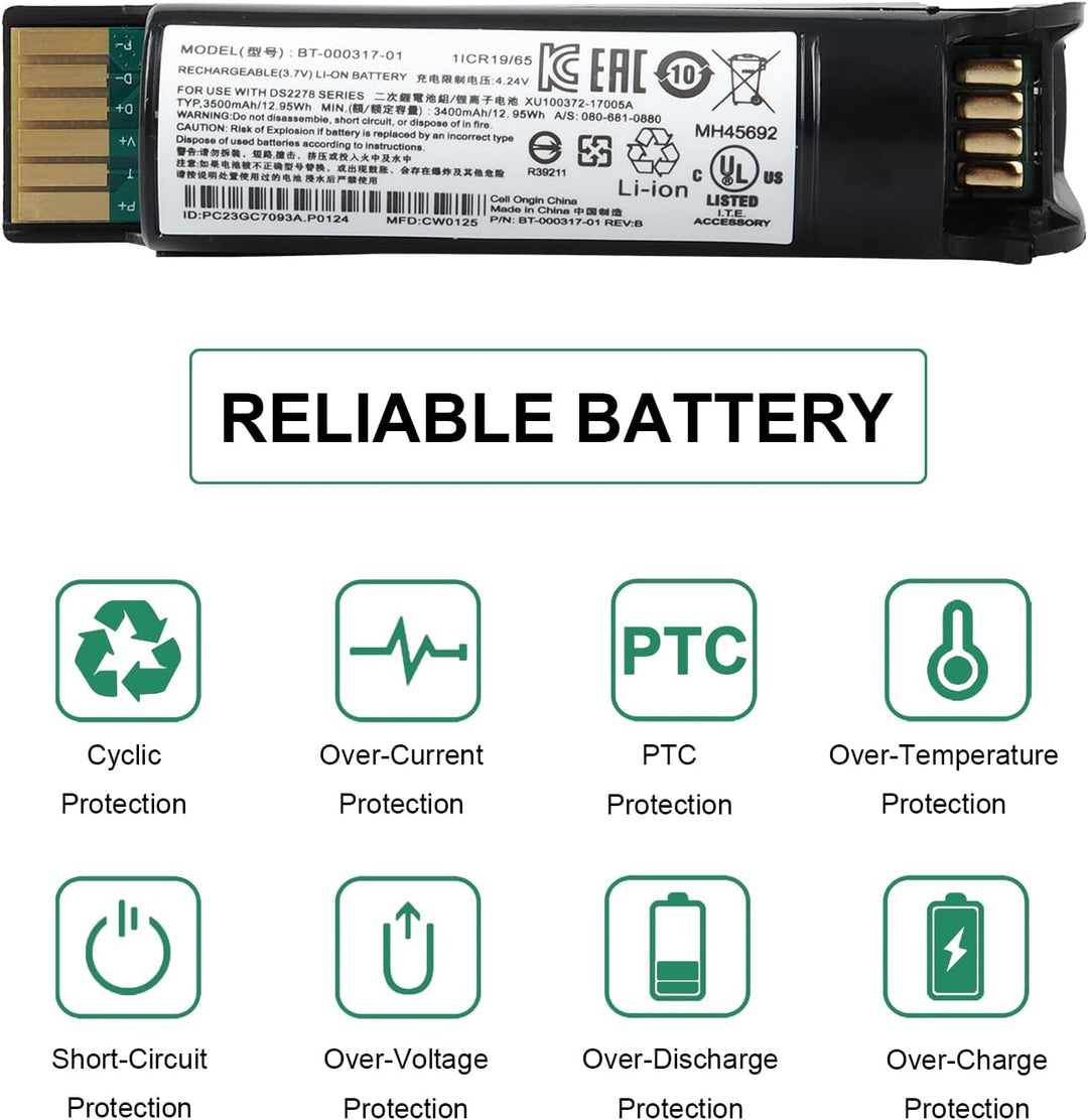 3400mAh Batterie für Zebra DS22, DS2208, DS2278, DS2278-HC, DS2278SR, CR2278, CR2278-PC-Scanner, BT-