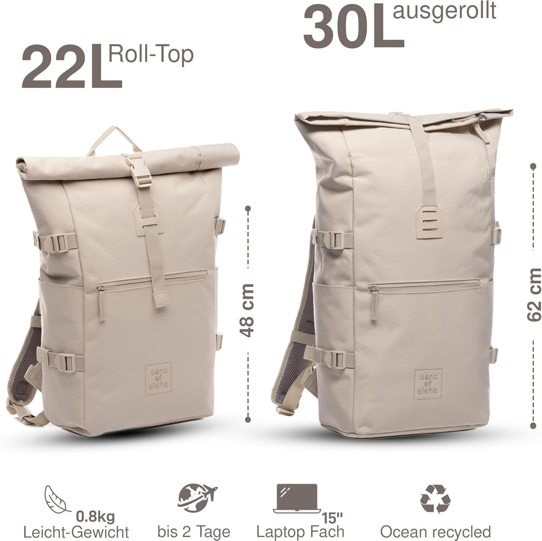 SONS OF ALOHA Rucksack KANE Roll-Top Kurierrucksack XL gross - PET recycelt, wasserabweisend - Wande