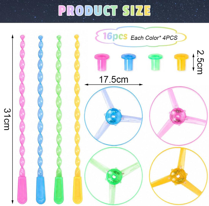 Meleager Propeller Spielzeug Kinder, Leucht Propellespielzeug, Werfer und Scheiben, 16 Stück Outdoor