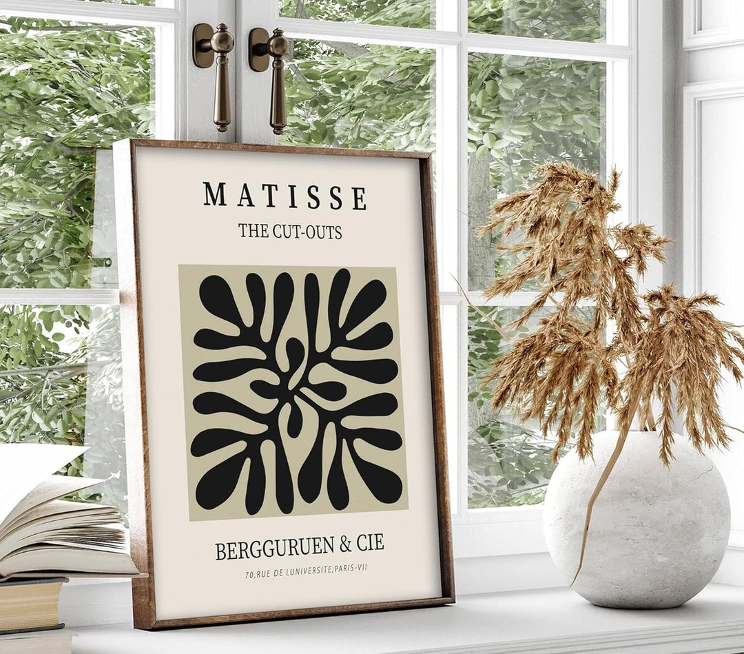 ag.art deco Moderne Poster Set | 3 Stück 50x70cm | Stilvolle beige und schwarze Matisse-Postercollag