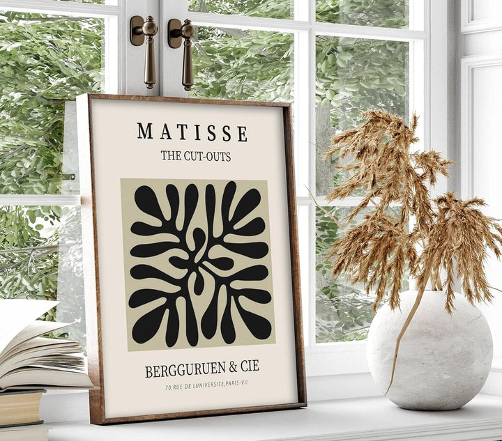 ag.art deco Moderne Poster Set | 3 Stück 50x70cm | Stilvolle beige und schwarze Matisse-Postercollag