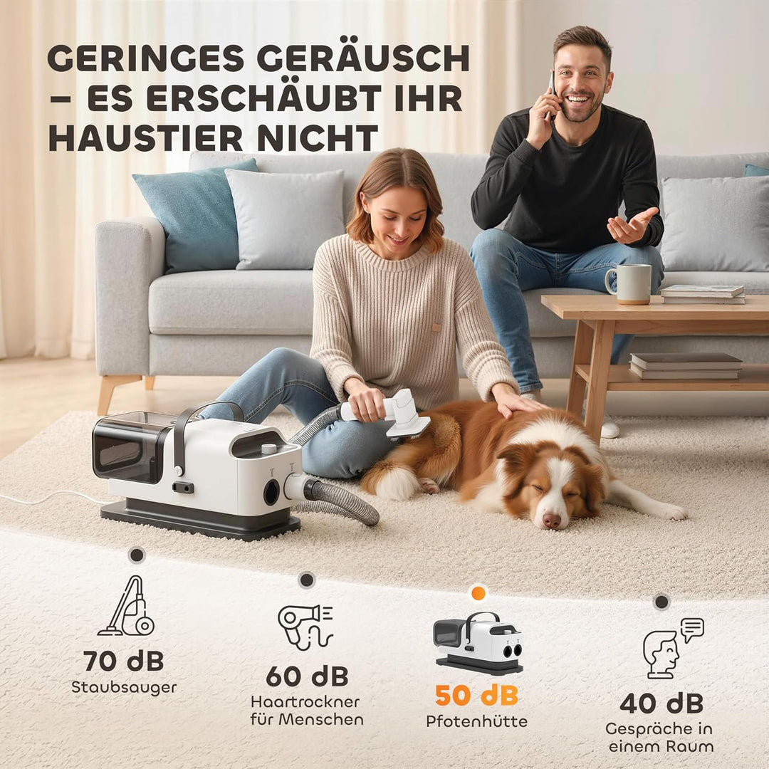 PawHut Hundeschermaschine leise Schermaschine mit 5 Pflegewerkzeugen Einstellbarer Windgeschwindigke