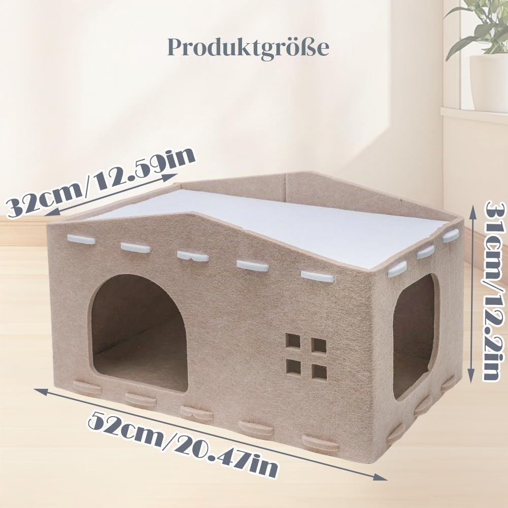 Katzenhöhle Filz, Katzenhaus aus Filz Katzenbett für Katzen, Abnehmbares Katzenbett, Katzenhaus Indo