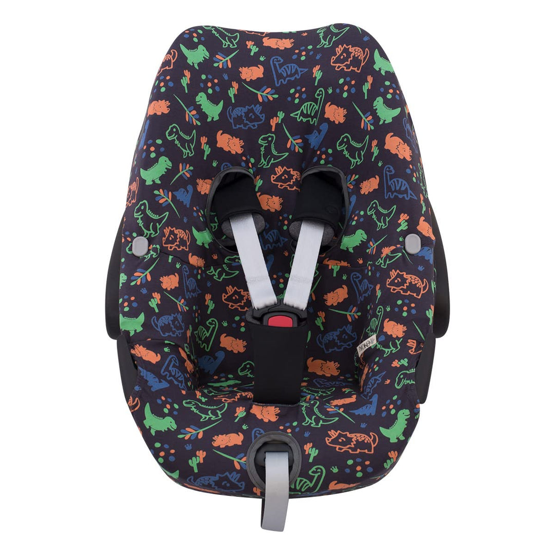 JYOKO KIDS Bezug kompatibel mit Maxi Cosi Pebble 360 Y FamilyFix 360, aus Baumwolle (Happy Dino) Hap
