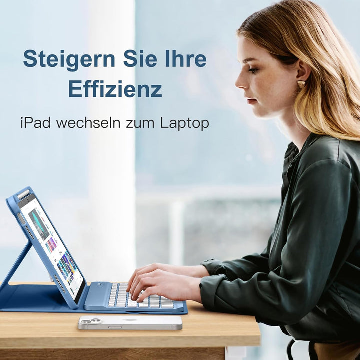 Vobafe Hülle mit Tastatur für iPad 10 Generation 10,9 Zoll 2022-7 Farben Beleuchtete Kabellose Abneh
