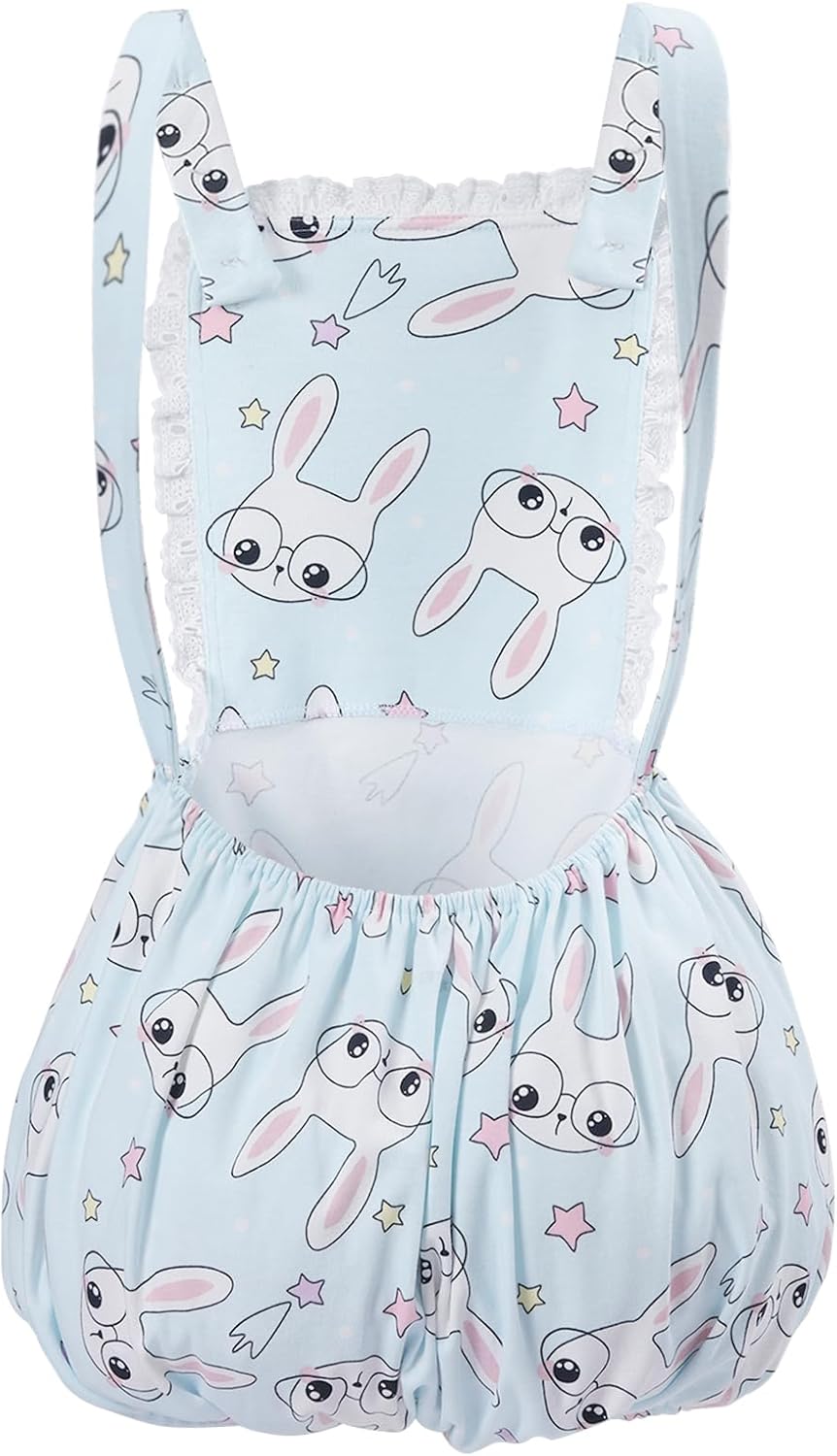 CutiePlusU Baumwolle Knopf Schritt Erwachsene Onesie Strampler Bodysuit Pyjamas- Full Print Overalls