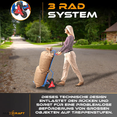 MAXCRAFT Sackkarre Treppenkarre bis 150 kg klappbar Treppensackkarre Transportkarre Treppensteiger B