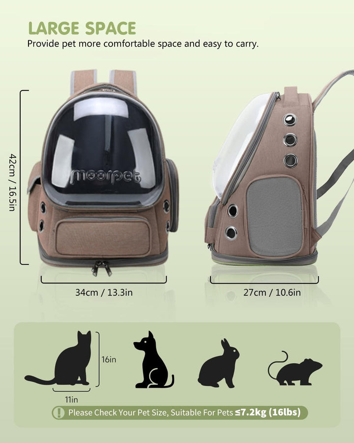 PETCUTE Haustier Rucksack,Tragbar Raumkapsel Hunde Katzen Rucksack mit Herausnehmbarer Matte,Atmungs