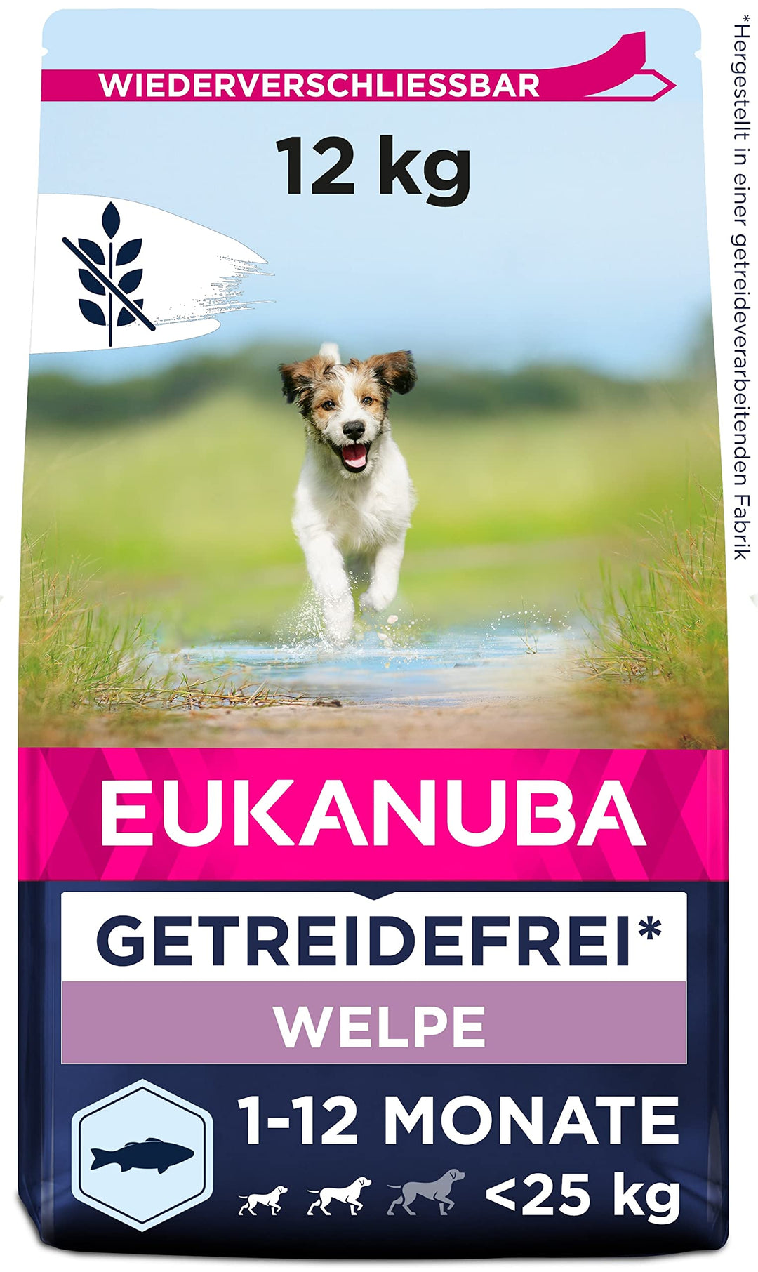 Eukanuba Welpenfutter getreidefrei mit Fisch für kleine und mittelgrosse Rassen - Trockenfutter ohne