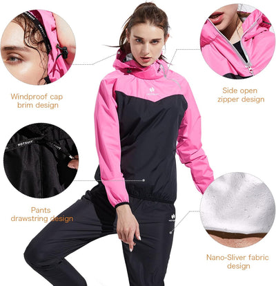 HOTSUIT Saunakostüm für Damen, Hose, Schlankheitsjacke, Fitnessstudio, Sweatshirt, Schweisskleidung,