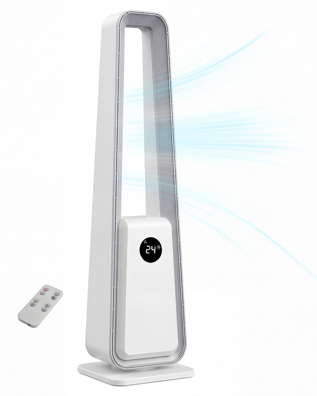 Turmventilator Rotorloser Ventilator: Standventilator ohne Flügel mit Fernbedienung, 24 Stufen, 3 Mo