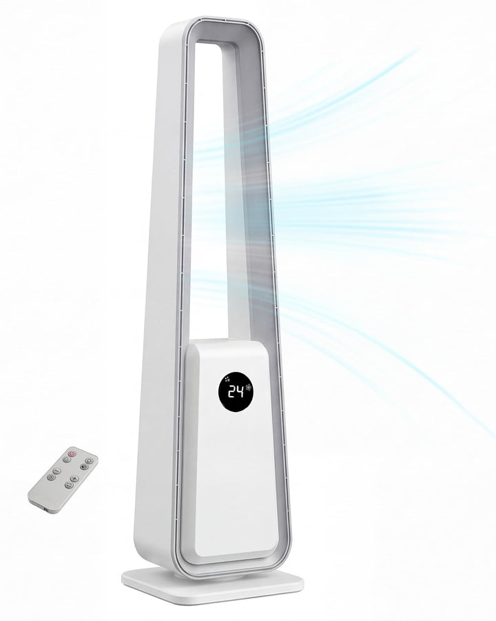 Turmventilator Rotorloser Ventilator: Standventilator ohne Flügel mit Fernbedienung, 24 Stufen, 3 Mo