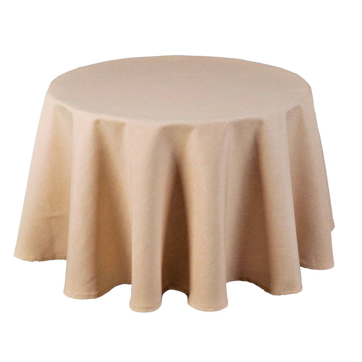 Textil Tischdecke - Leinen Optik - wasserabweisend Rund (Sand, 160 cm) Sand 160 cm, Sand 160 cm