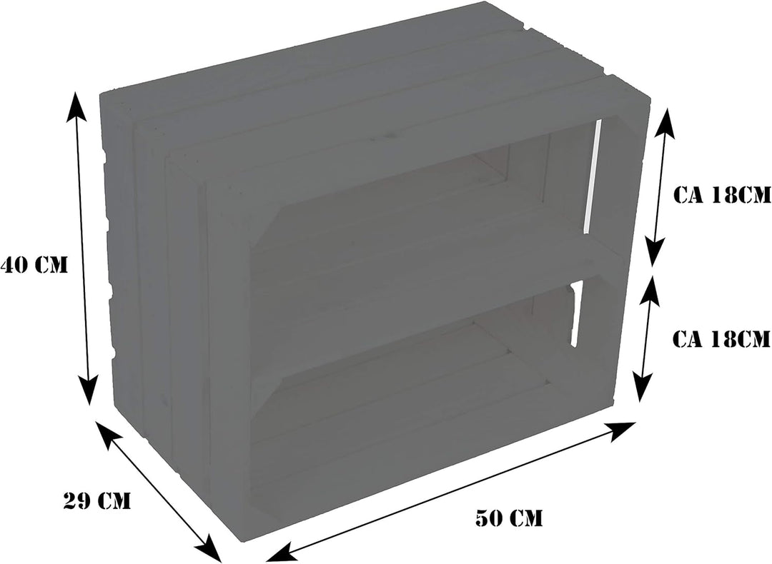 Kistenkolli Altes Land 3er set Regalkiste Holzkiste Gerda flambiert mit Zwischenbrett/Mittelbrett Lä