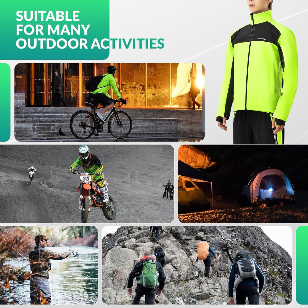 ROCKBROS Fahrrad Jacke + Hose Set Winter Thermo Fahrradbekleidung Hohe Sichtbarkeit & Winddicht Soft