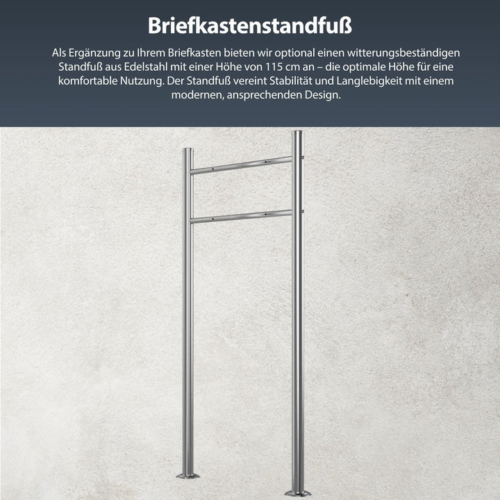 Briefkasten in Anthrazit RAL 7016 mit Standfuss freistehend - Postkasten Edelstahl Schild personalis