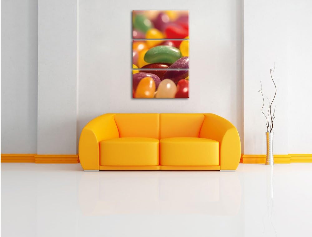 Pixxprint Süssigkeiten- Jelly Belly Beans 3-Teiler Leinwandbild 120x80 Bild auf Leinwand