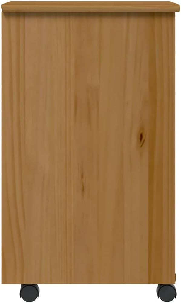 vidaXL Rollschrank mit Schubladen Moss Honigbraun Massivholz Kiefer Honigbraun und Weiss, Honigbraun