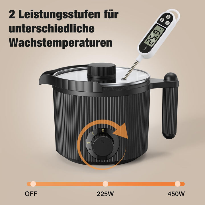 Elektrischer Wachsschmelzer mit Ausguss- Seifenschmelzer für Naturseifen Komplettset inkl. Schmelzto