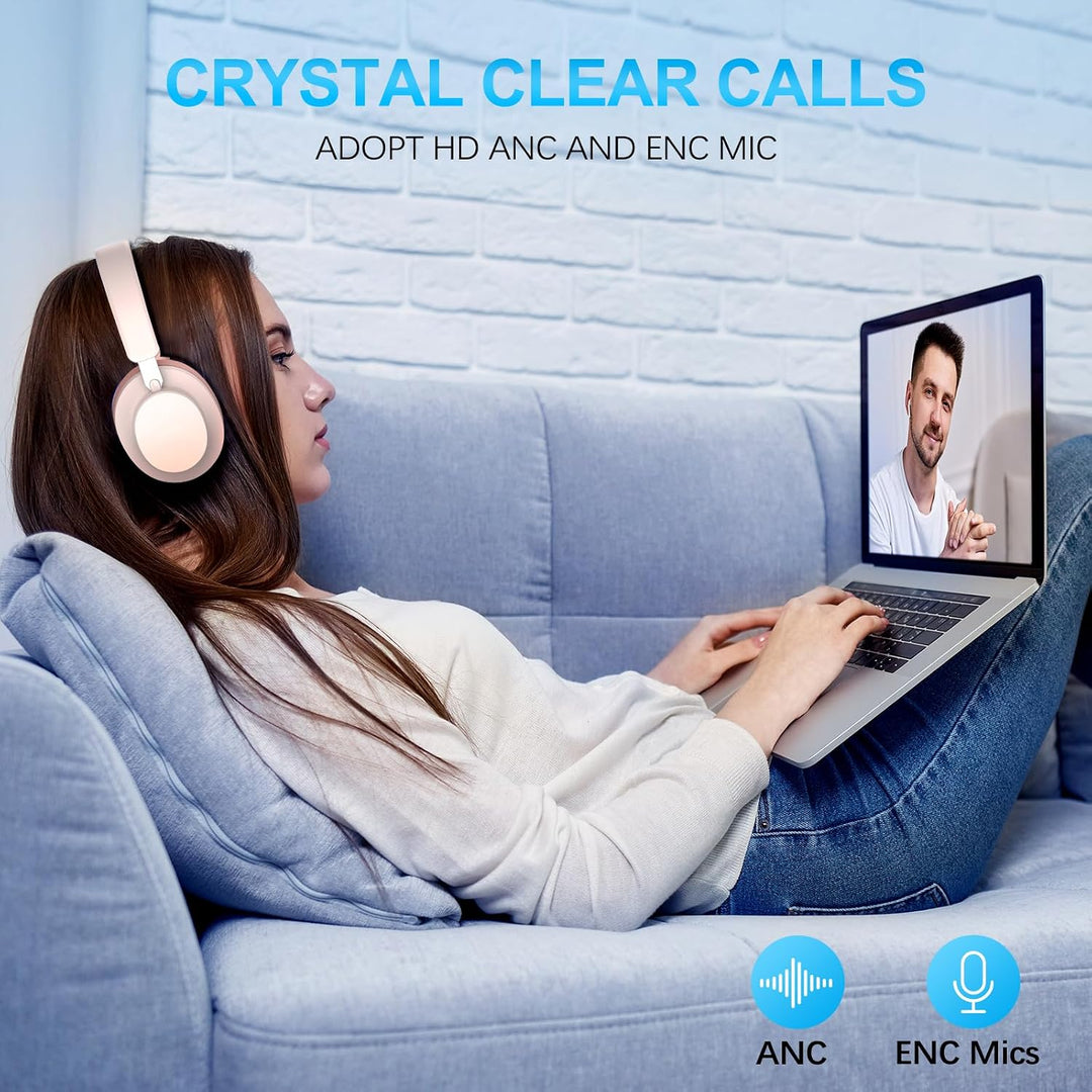 Noise Cancelling Kopfhörer Kabellos Bluetooth, Over Ear Kopfhörer Bluetooth mit Mikrofon, Cancelling