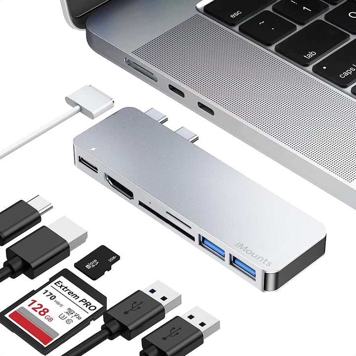 USB C Hub Silber – HDMI, Thunderbolt, USB 3.0 & SD-Kartenleser Adapter für MacBook Air/Pro M2/M3/M4/