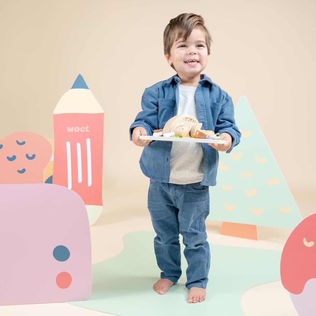 Woet® Holzspielzeug Spiellebensmittel Brathähnchen für Kleinkinder – Lebensmittel Spielzeug mit Schn
