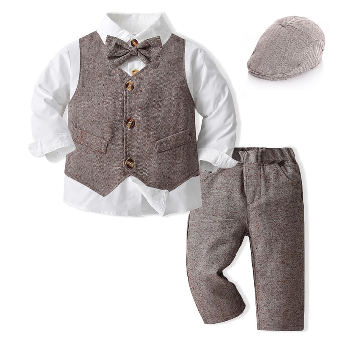 Volunboy Baby Anzug Jungen Anzugweste Hemd mit Fliege für Festlich Hochzeit Bekleidung Set 4tlg 9-12